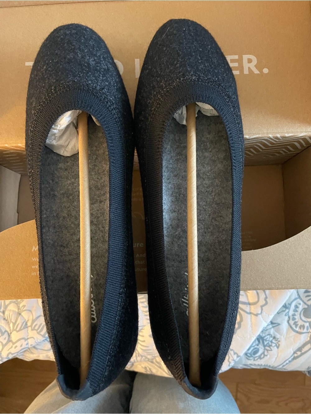 Like new Allbirds Wool Breezer flats in Natural Black. - Picture 1 of 3